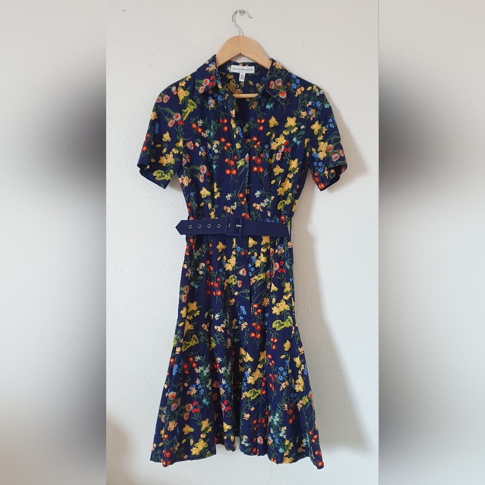 NWOT Dress the Population Dream Floral Embroidered Sundress in Navy SMALL $258